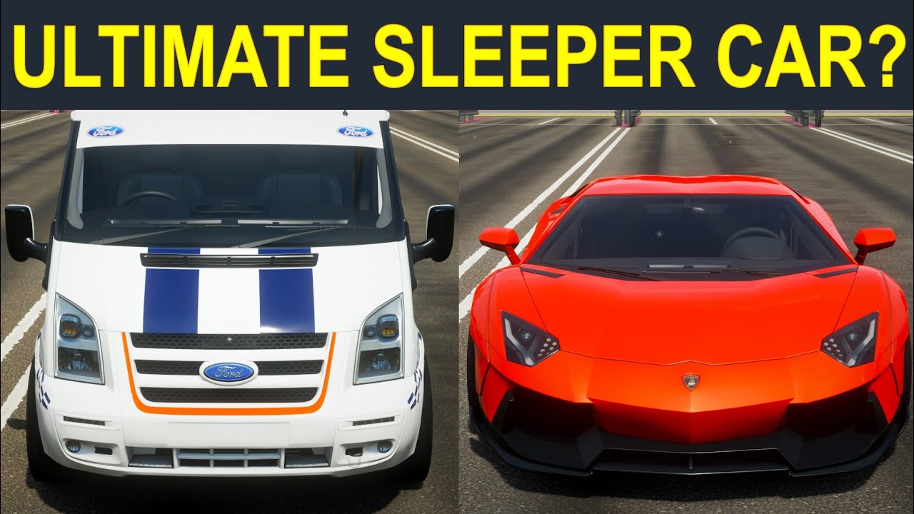 Forza Horizon 4: Ford Transit SSV (Tuned) vs. Lamborghini Aventador (Stock) Drag Race