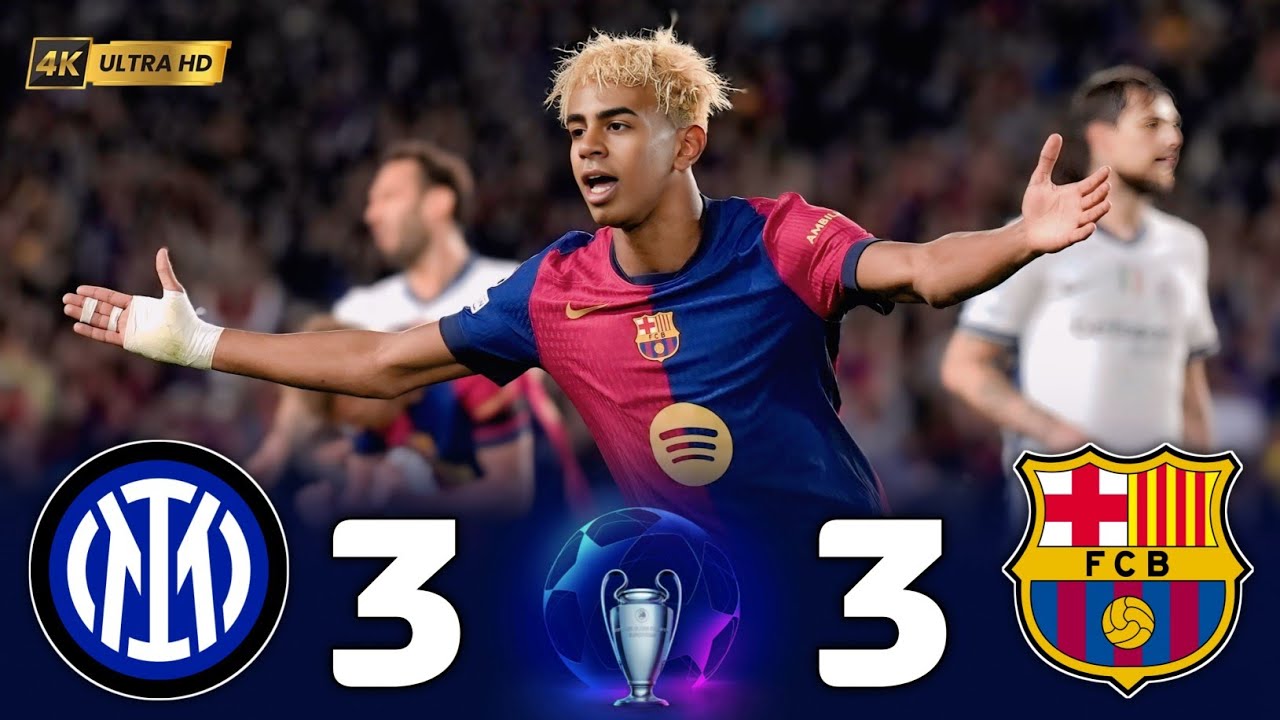 برشلونة vs إنتر ميلان | 3-3 | نصف نهائي دوري الأبطال 2025 ⚽️🔥 | مباراة مجنونة وأهداف نارية!