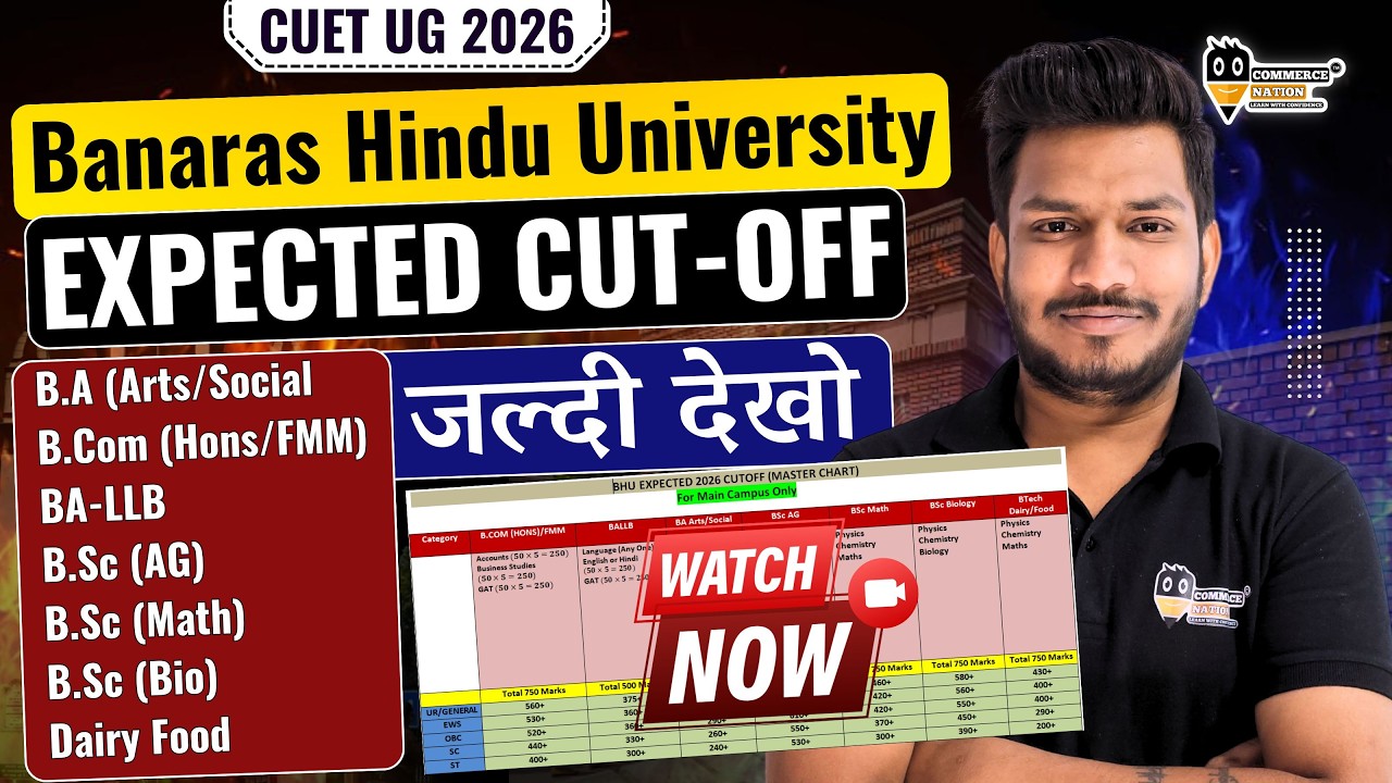 CUET UG 2026  BHU Expected Cut Off 2026 | All Courses  Safe Score Analysis Full Cutoff Prediction