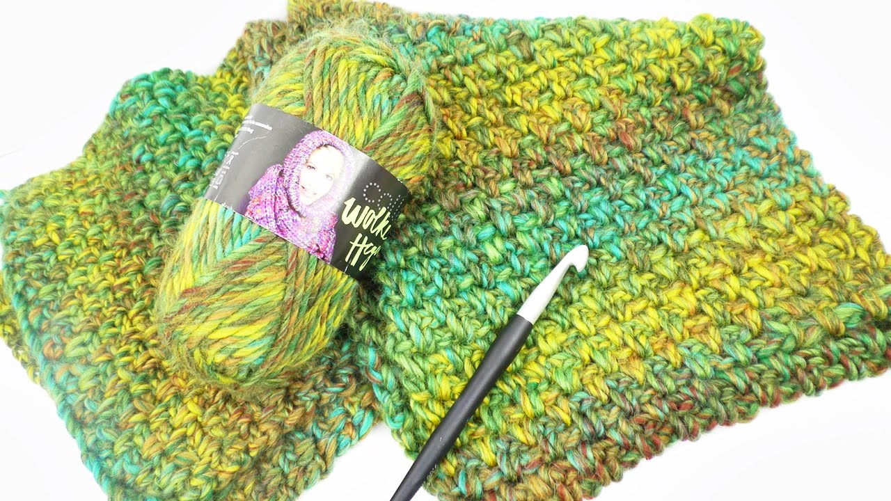 Großer Winterschal im Perlen Muster Häkeln | Einfach, schnell & super warm | Farbverlauf Häkeln