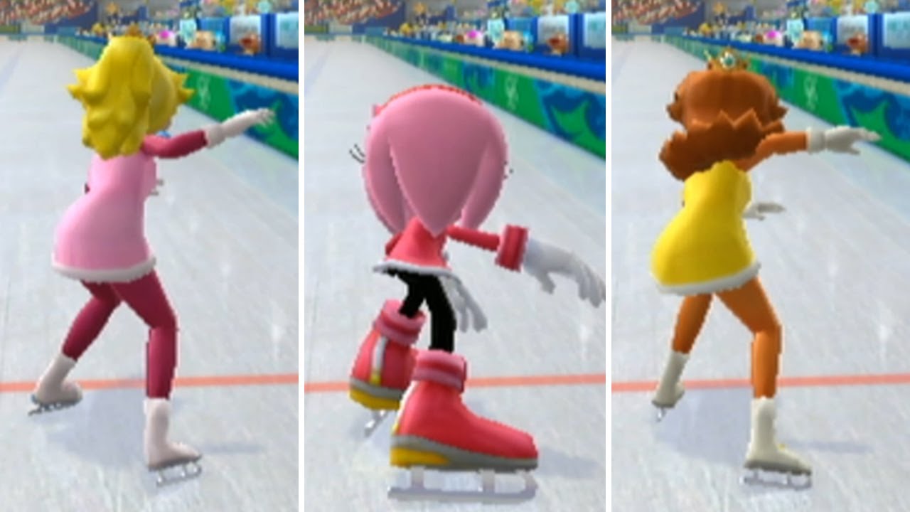 Mario & Sonic at the Olympic Winter Games - All Characters Speed Skating 500m Gameplay