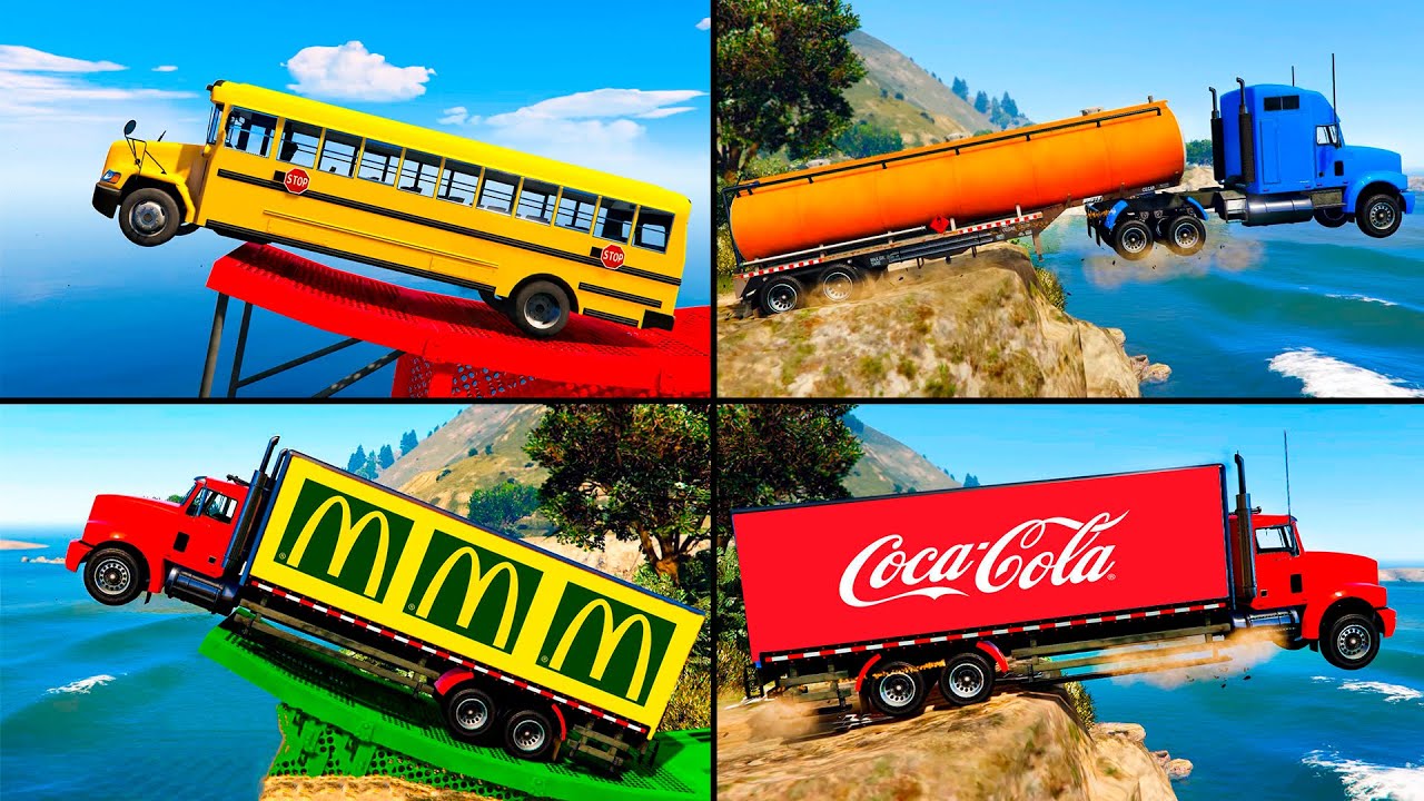 Trucks Jumping Into Water #6 - GTA 5 All Trucks Compilation