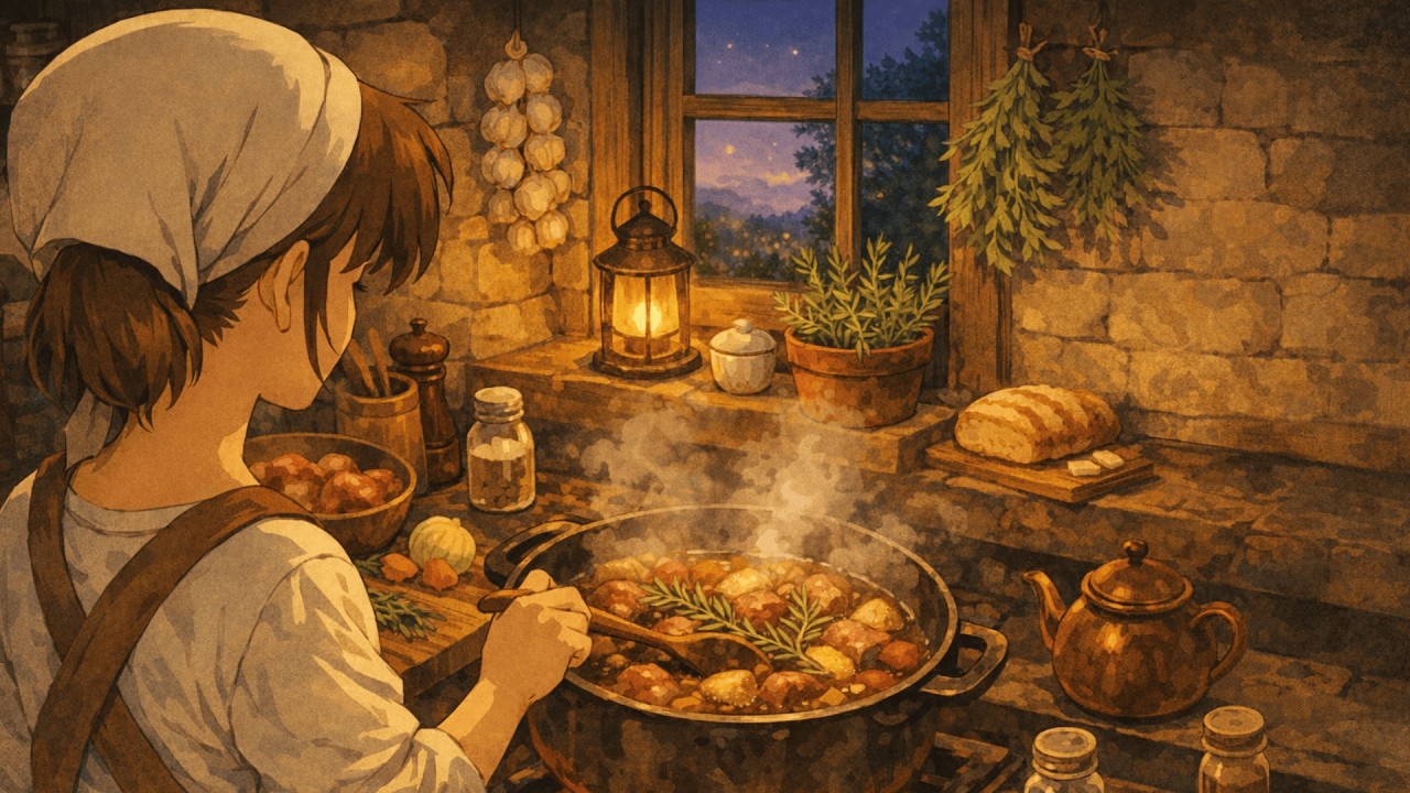 Cozy Ghibli-Inspired ASMR Cooking: Rosemary Lamb Stew (No Music)