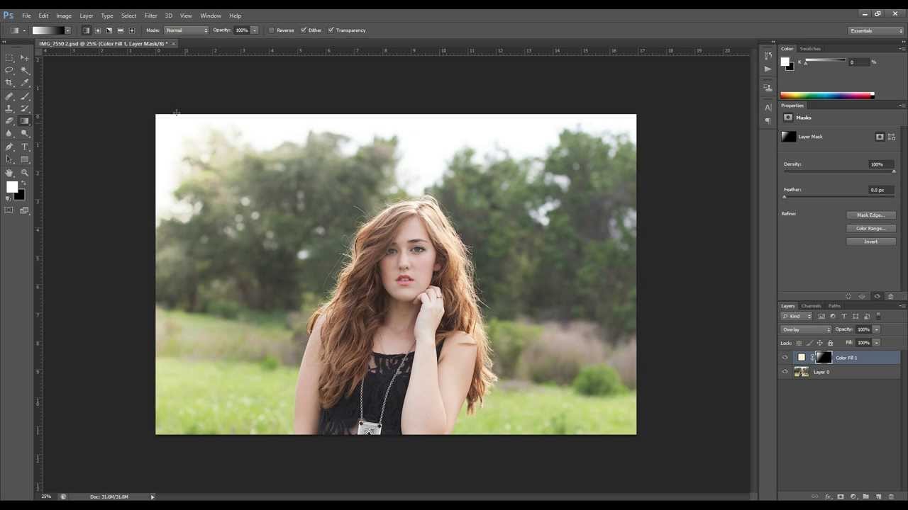 Using a Gradient Tool on a Layer Mask in Photoshop