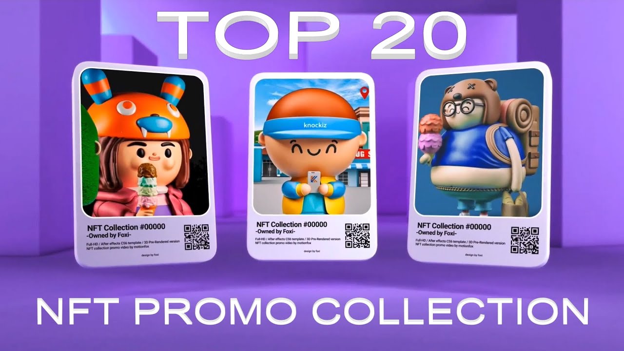 3D NFT Collectible Cards | Top 20 NFT Promo Collection | After Effects Templates
