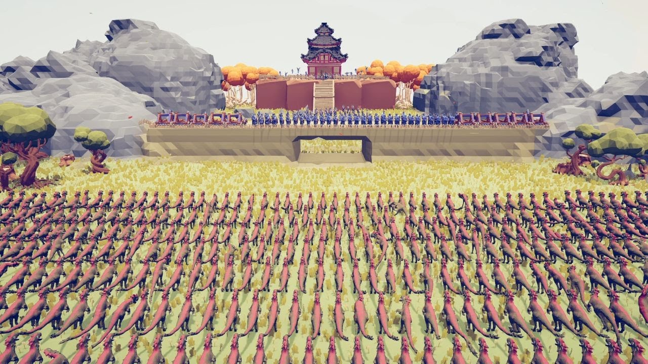 Arrow League Temple vs Dinosaur and Animal in TABS Mod Map Creator Totally Accurate Battle Simulator
