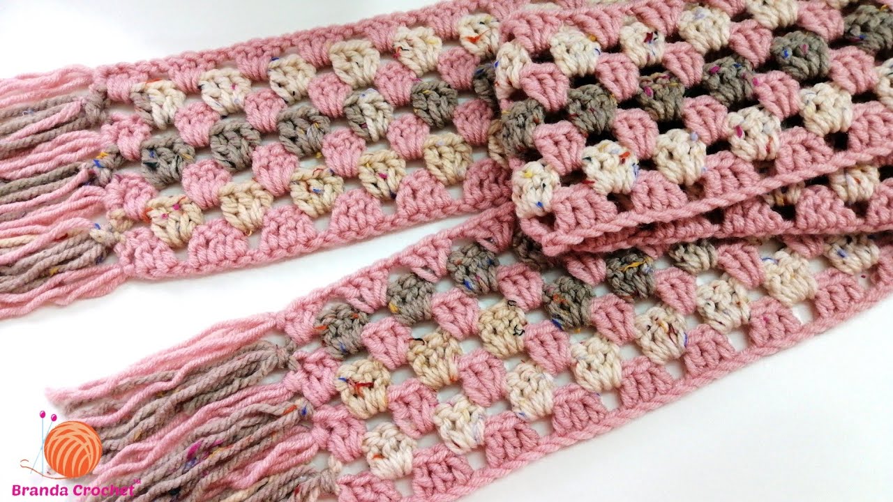كروشيه كوفيه سهله للمبتدئين/كروشيه شال مفرغ مستطيل - Crochcet easy scarf crochet rectangle shawl