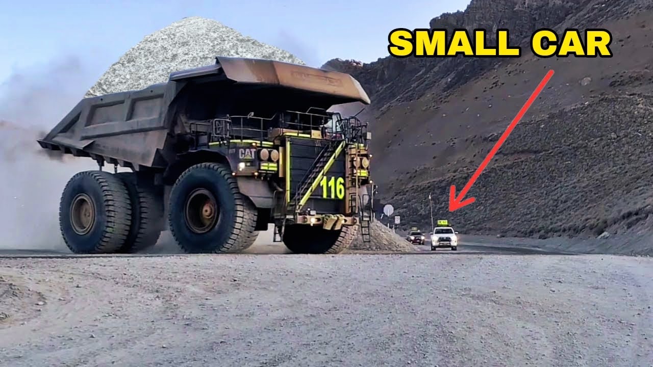 Largest Truck Transporting Copper Cat 797F - Komatsu 980E & 930E - Open Pit Mine