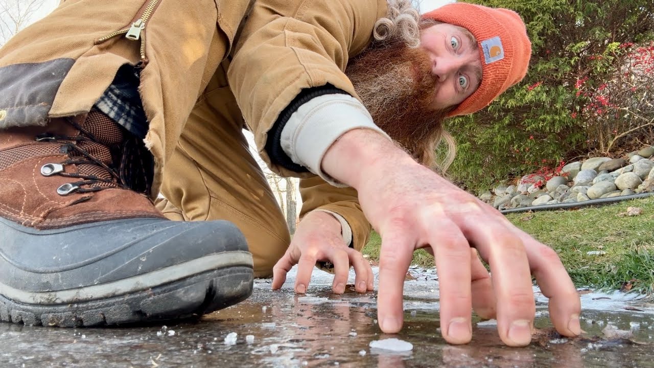 ASMR🧊Tapping Icy Puddles Around Town🧊