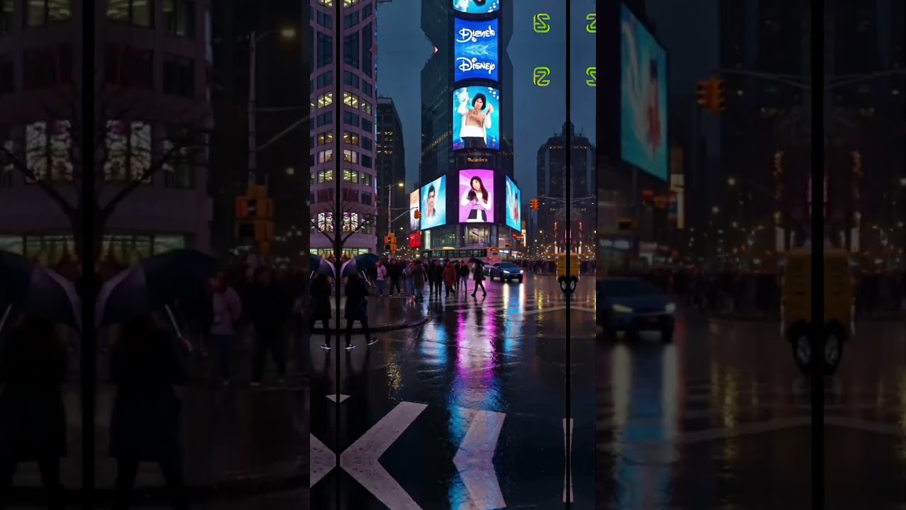 Rainy Night Ambience: Times Square Billboards & Lonely Rain on Umbrella 🌧️🏙️