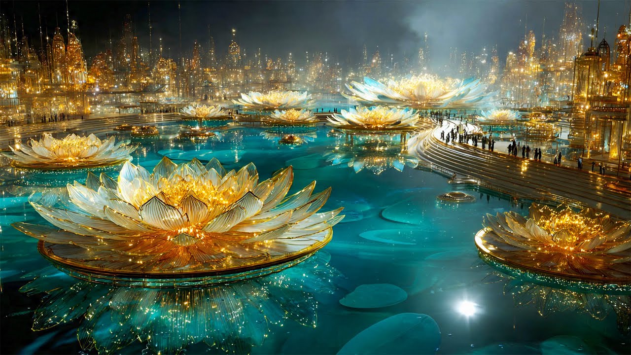 City of the Golden Lotus Lights | 4K Celestial Water Sanctuary & Dream Illumination