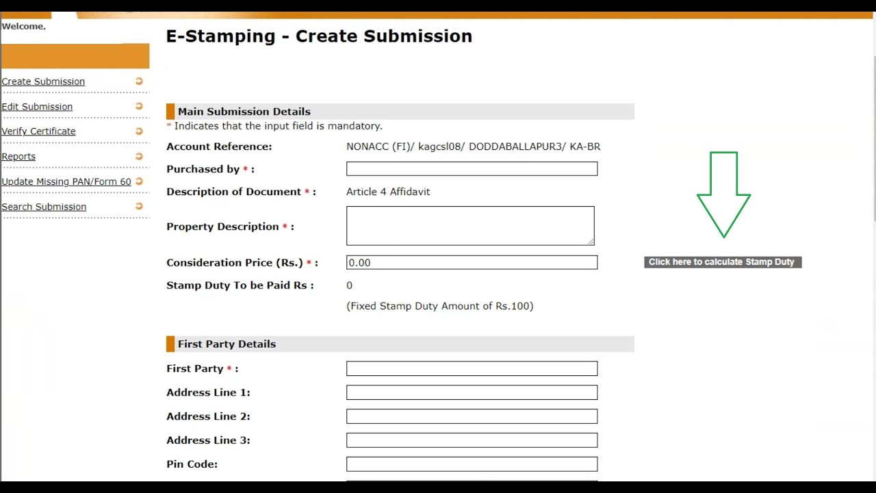 Karnataka New Stamp duty In e-stamping System