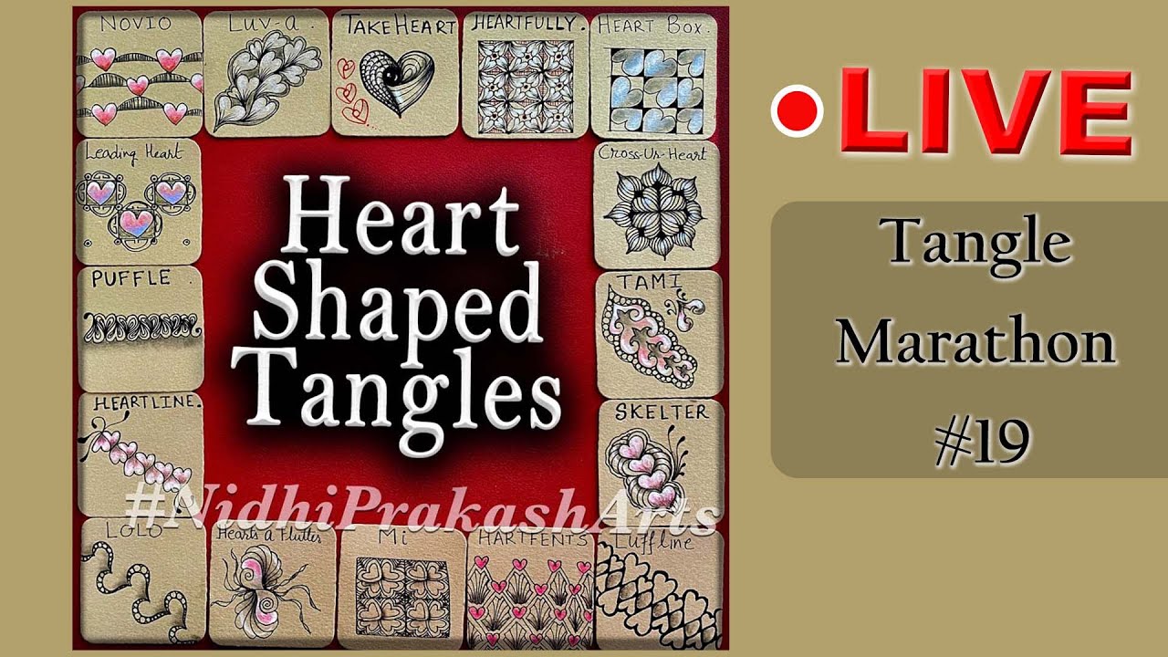 How to draw tangles - Heart Tangles  - Draw with CZT - Tangle Marathon - Day #19