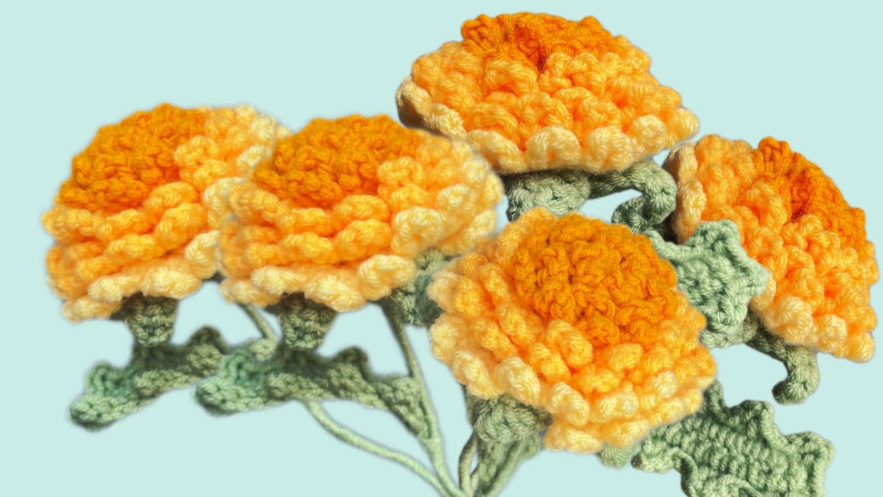 How to crochet marigold easy | mini marigold beautifull #crochetanywhere