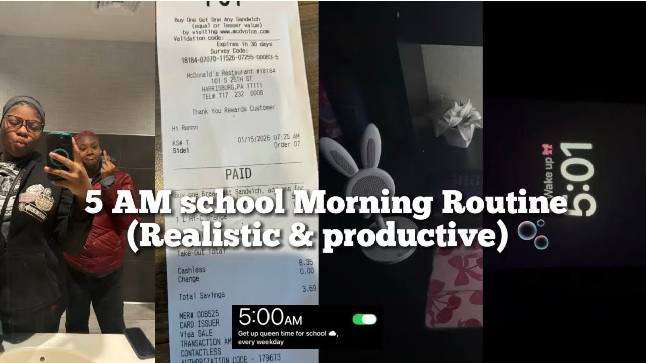 5 AM School Morning Routine ( realistic & productive ) 🫧