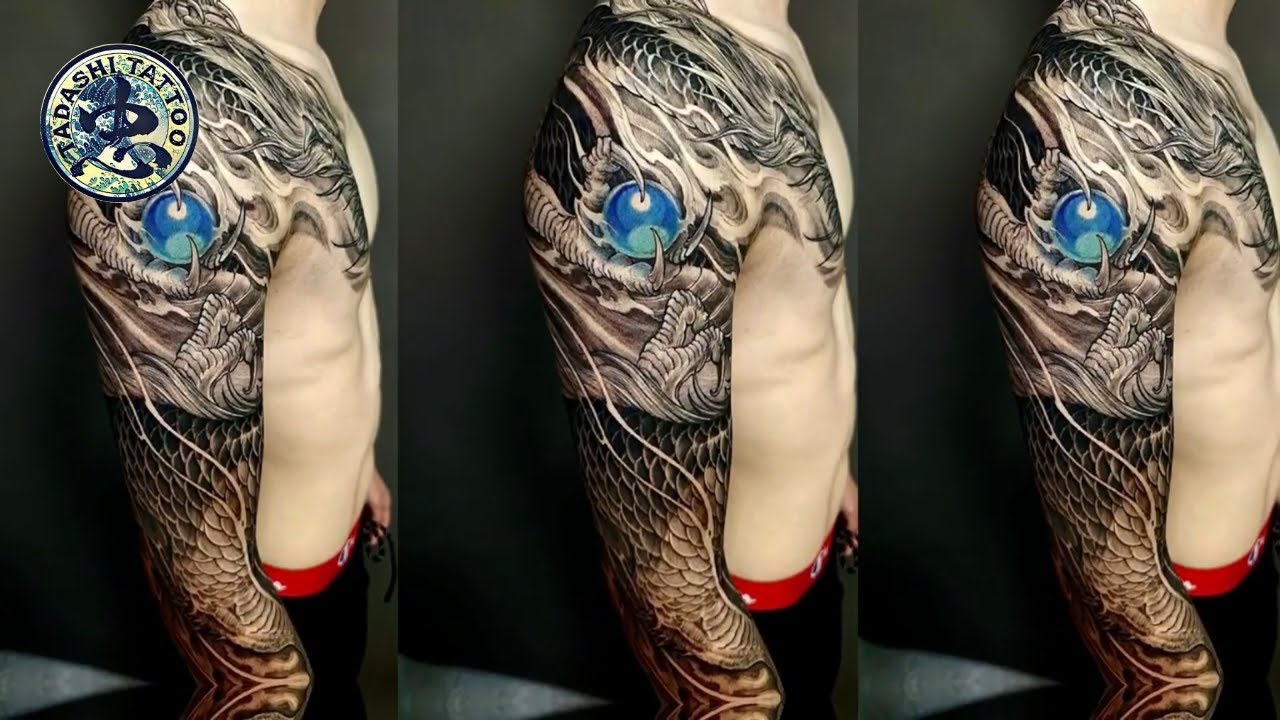 Full Hand to Chest Dragon Tattoo by Trung Tadashi | From Concept to Canvas #tattoo #tattooart