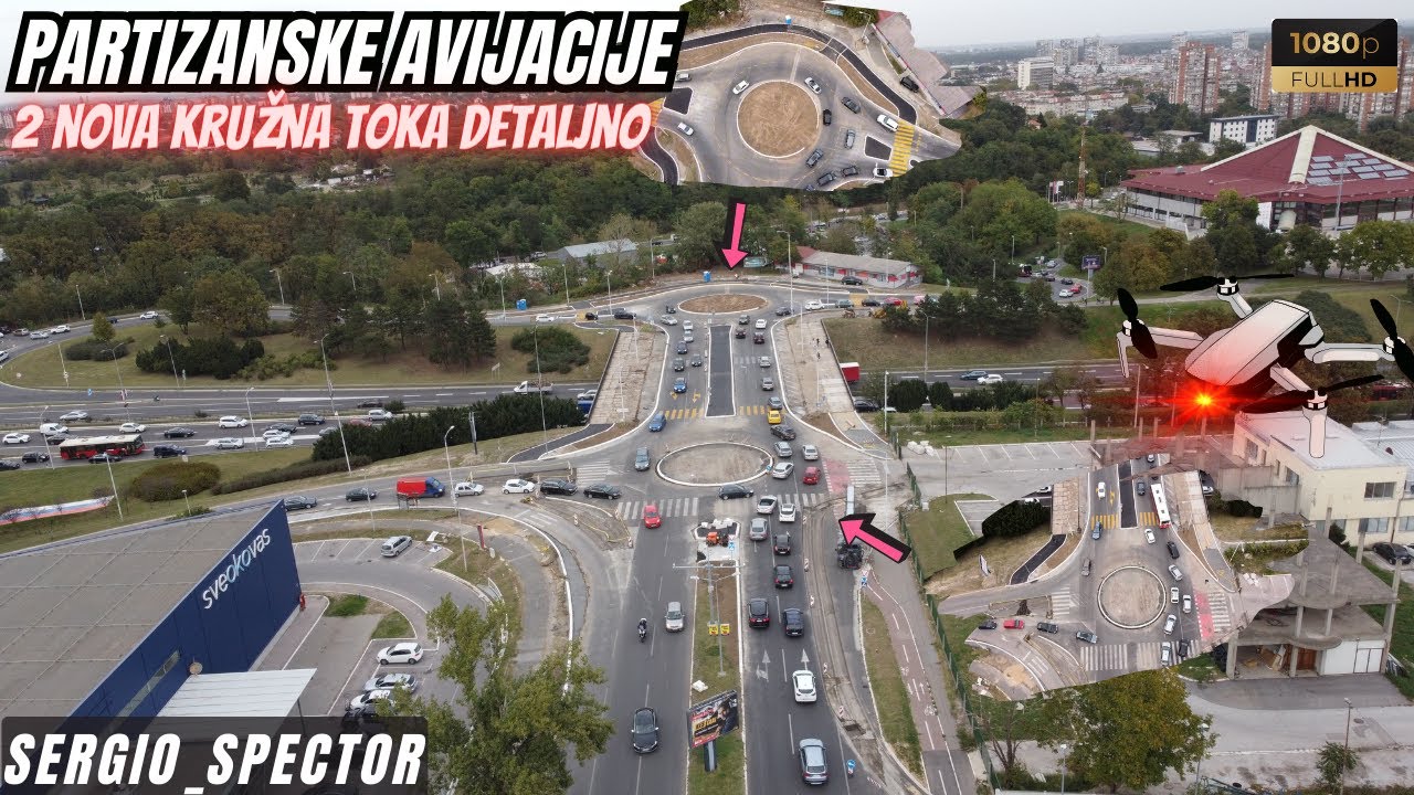 Kružni tok u ulici Partizanske avijacije, objekat lux 51 u izgradnji, Bežanijska kosa i Tošin bunar