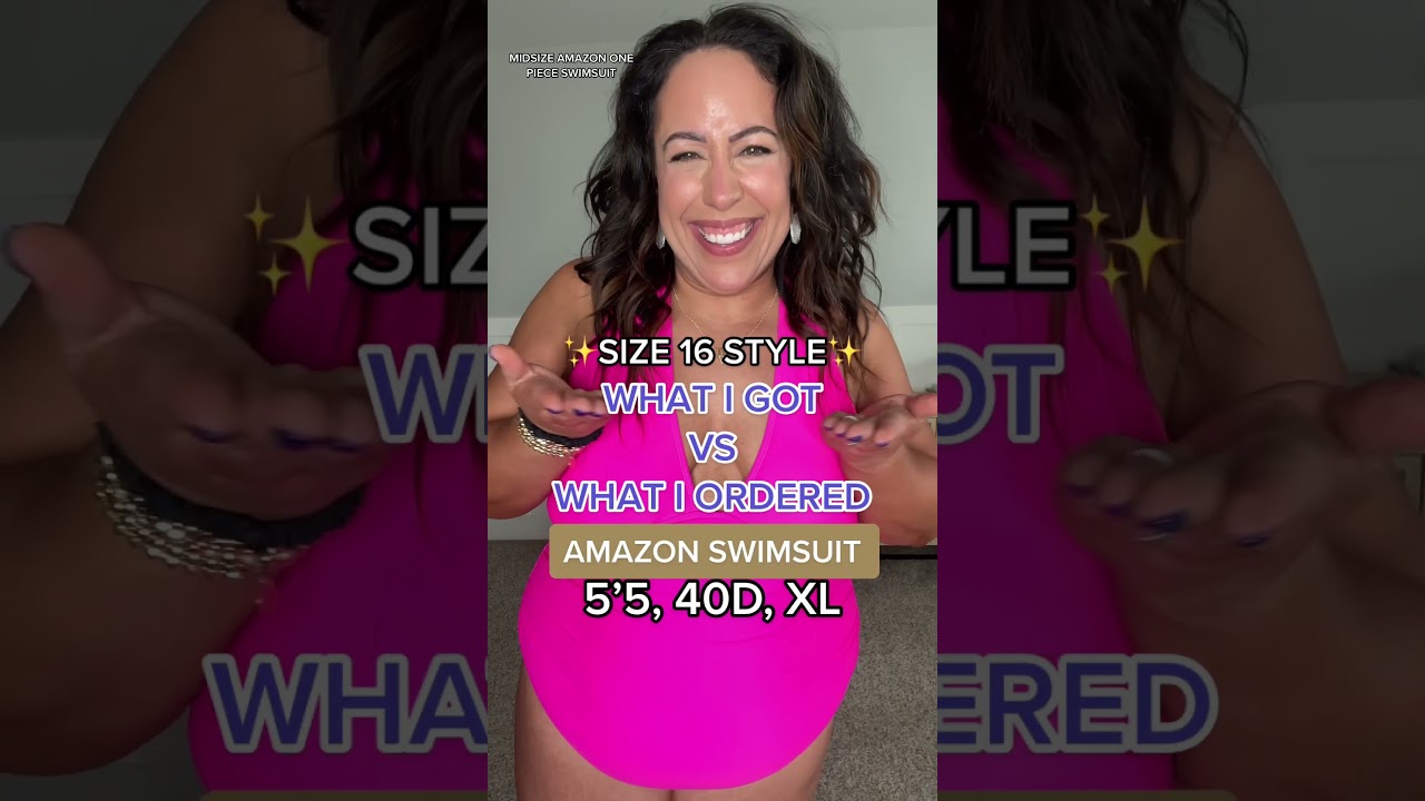 Pink plus size swimsuit from Amazon 