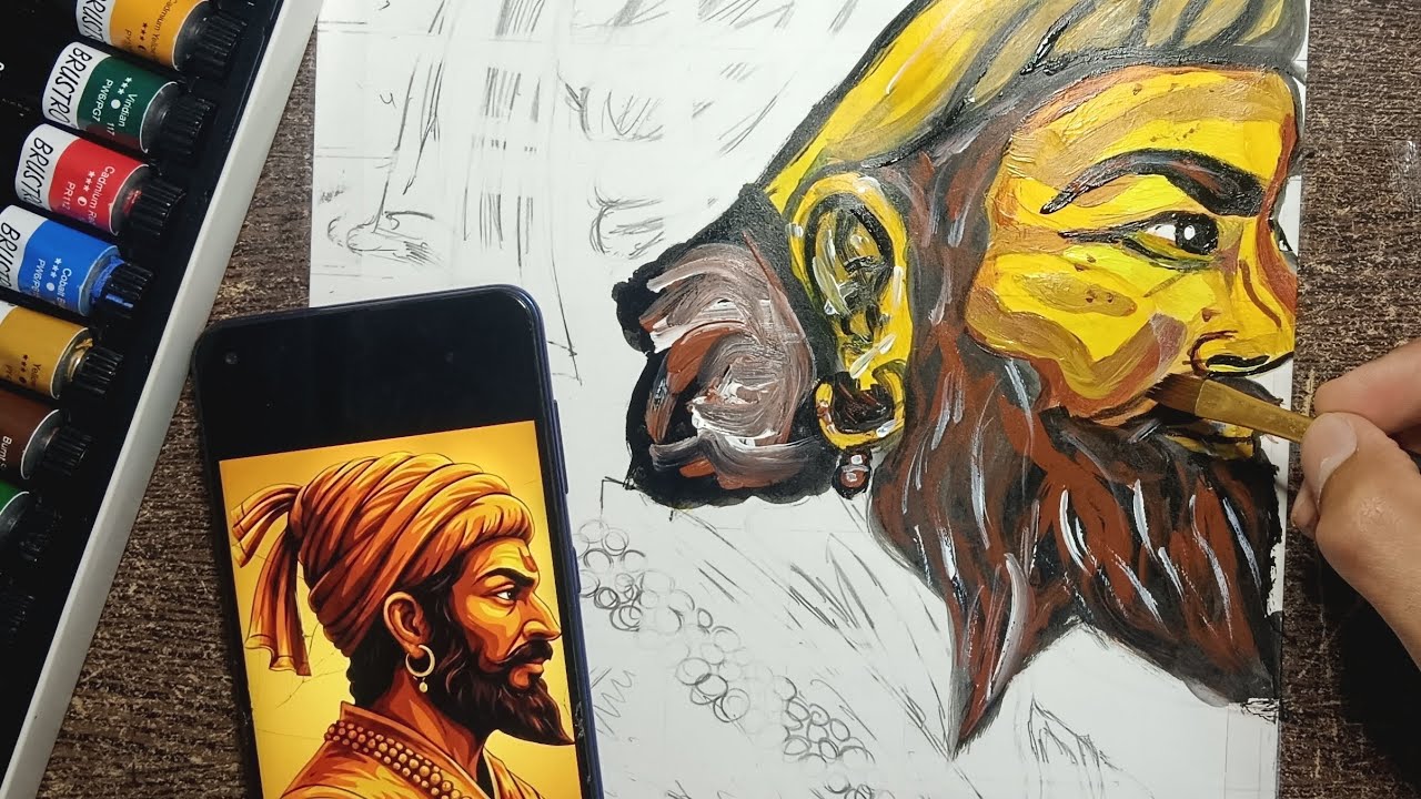 Chhatrapati Shivaji Maharaj coloring part-1❣️,Drawing Tutorial,#abhyu#arts 