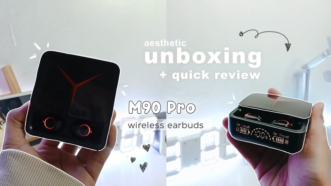 🍳 aesthetic unboxing m90 pro wireless earbuds - affordable but quality earphones