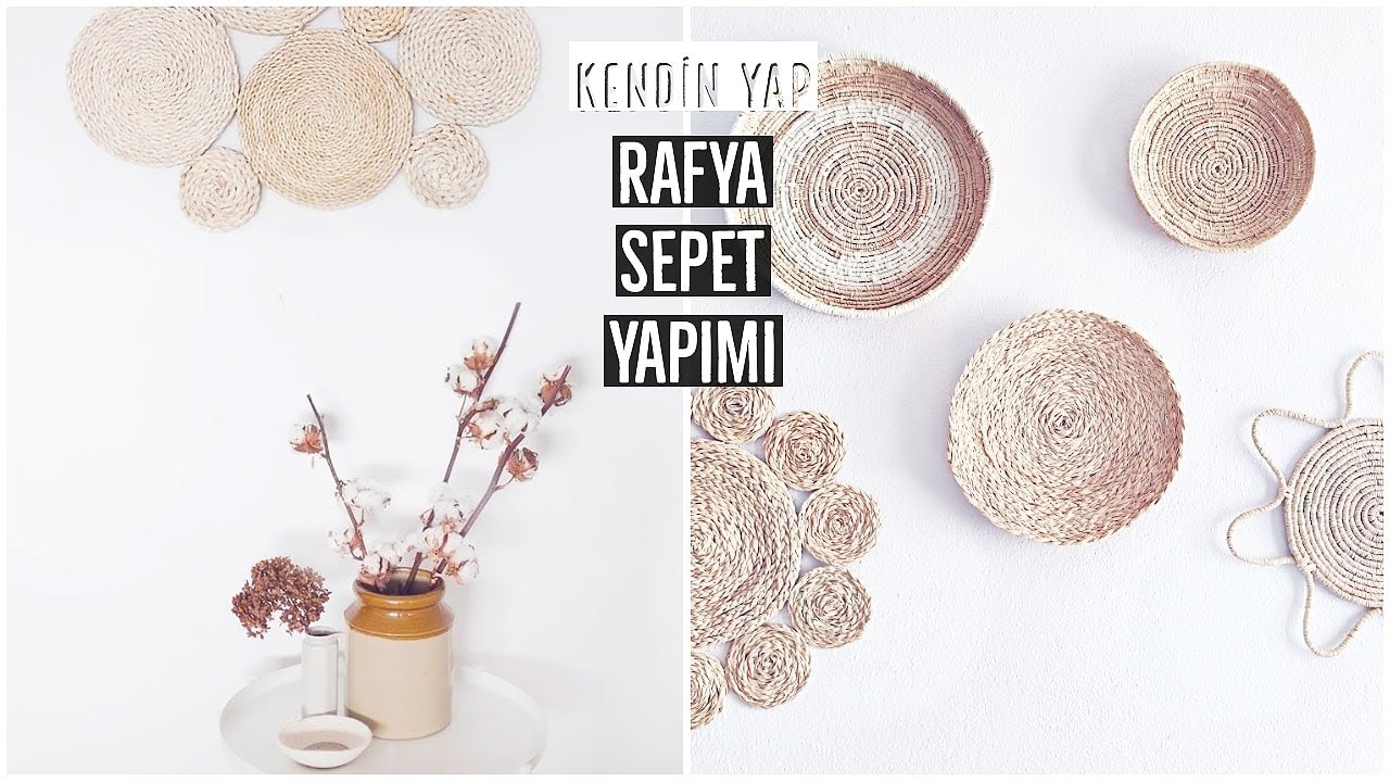 Rafya İple 3 Farklı Sepet Yapımı! Duvar sepeti & Bohem Duvar Dekoru / Kendin Yap / DIY #Evdekal