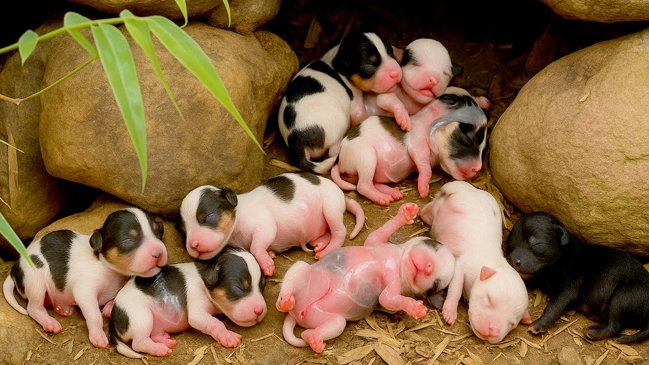 Вау! Нежная собачья мама тихо поселилась со своими милыми щенками 🐶 у меня во дворе. 🐶🐕🥰😘❤❤❤