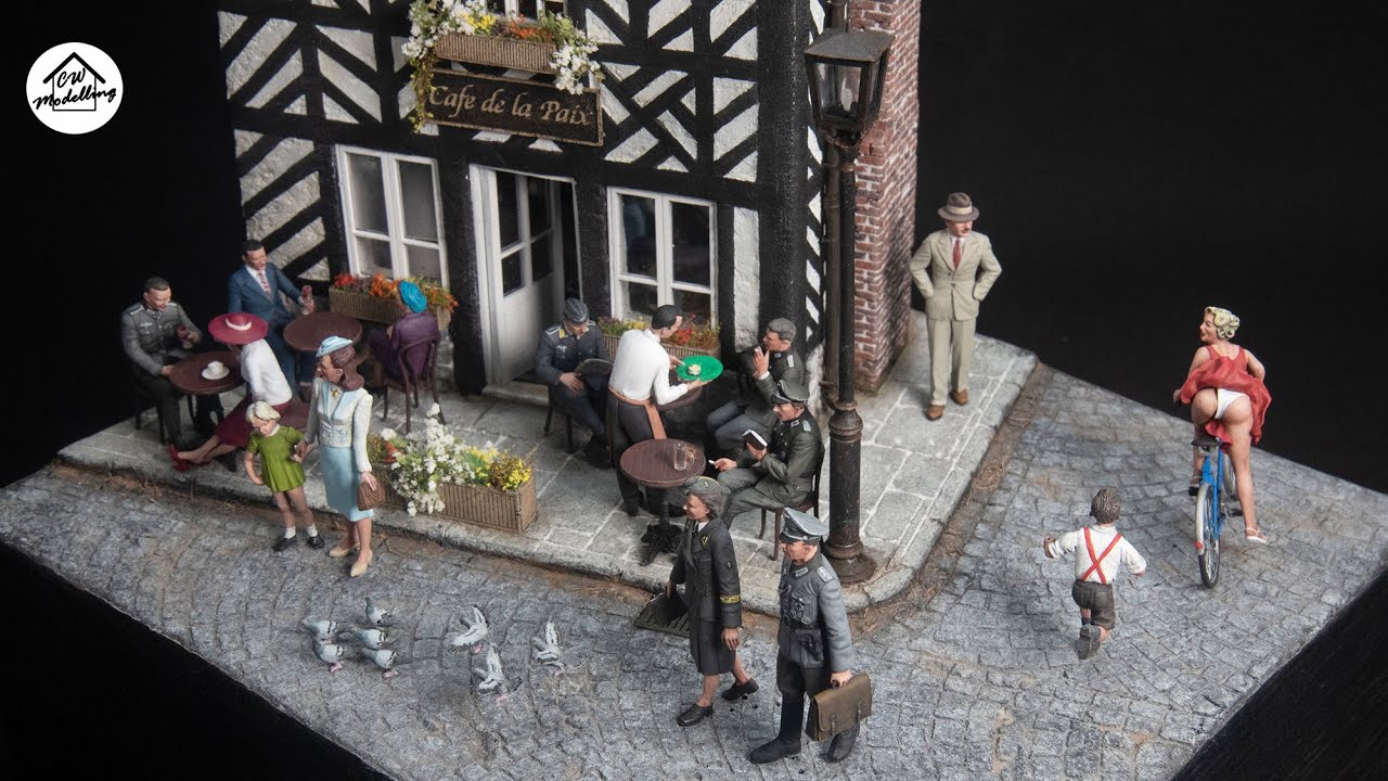 Cafe de la Paix, France 1941 - Painting a diorama made from XPS Foam - 1/35 Diorama