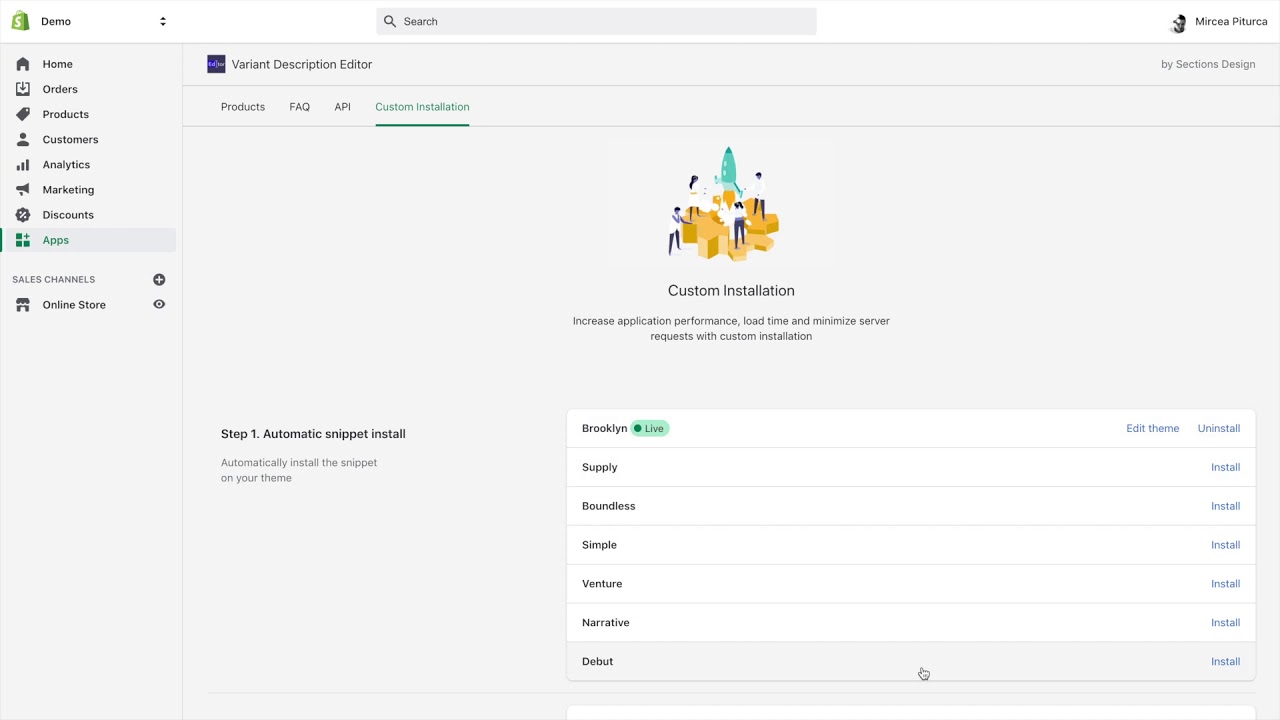 Shopify Variant Description OMG Custom Installation