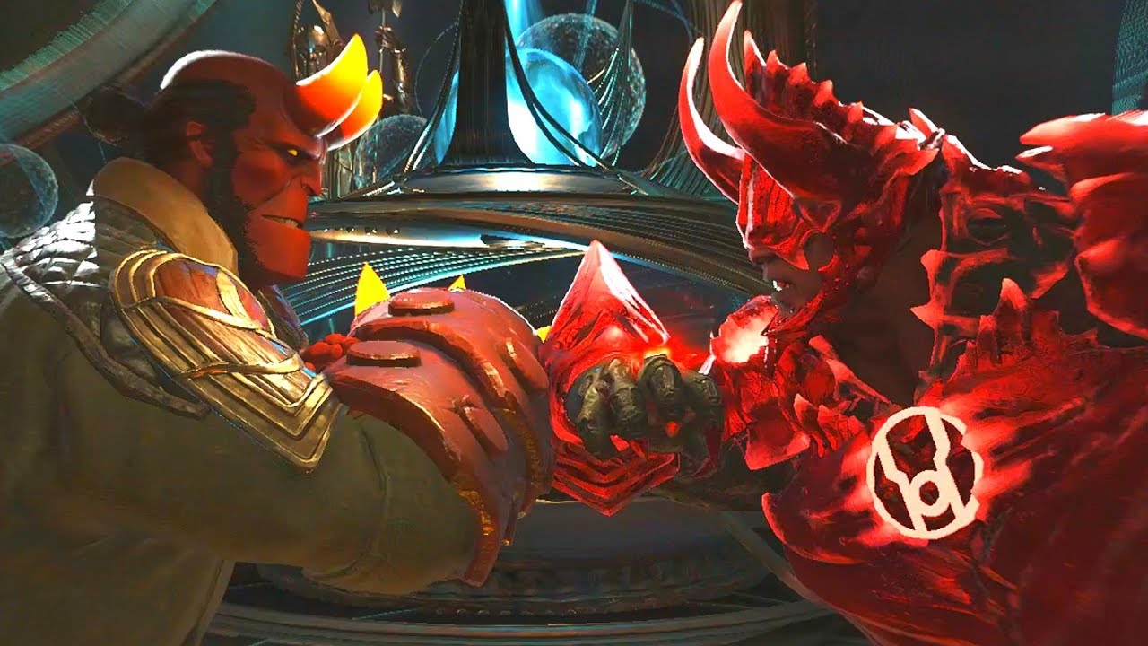 Injustice 2 - Hellboy Vs Atrocitus - All Intro Dialogue/All Clash Quotes, Super Moves