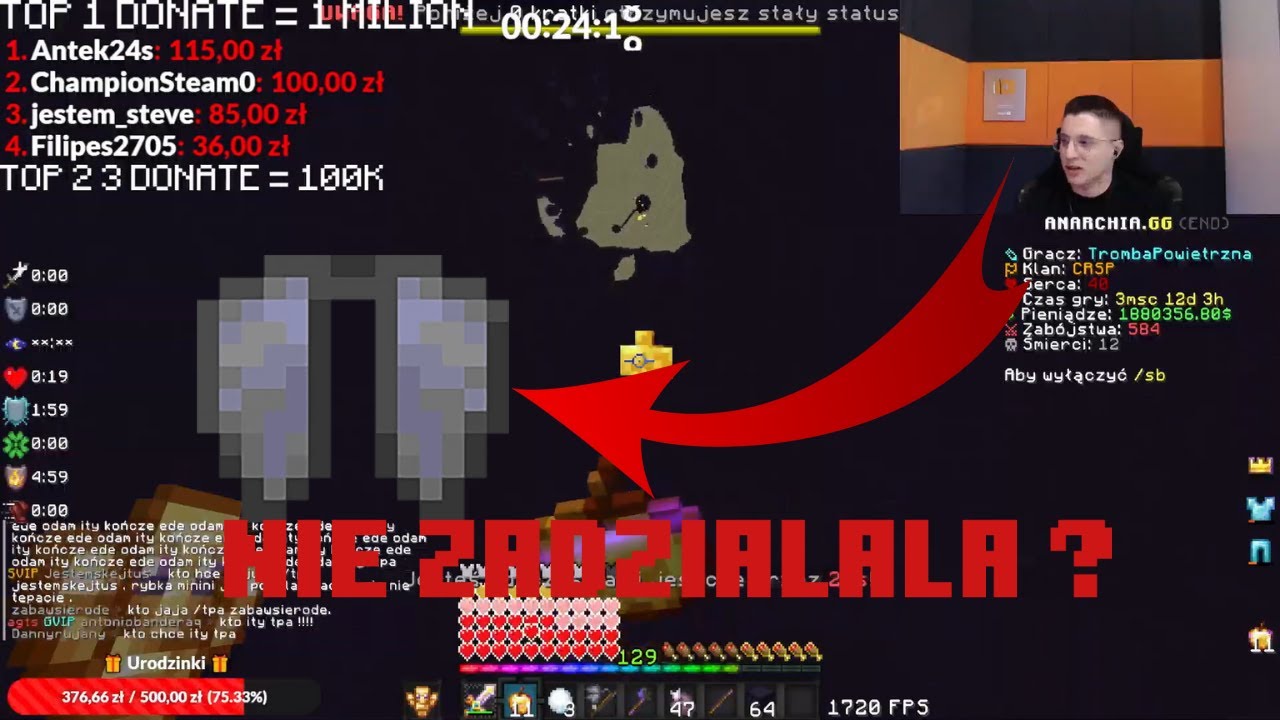 @TrombaPowietrzna Pada przez BŁĄD servera na live | Anarchia.gg