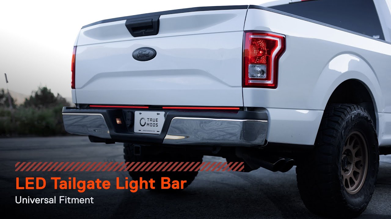 TRUE MODS Dark Smoked LED Tailgate Light Bar Strip with Sequential Turn Signals