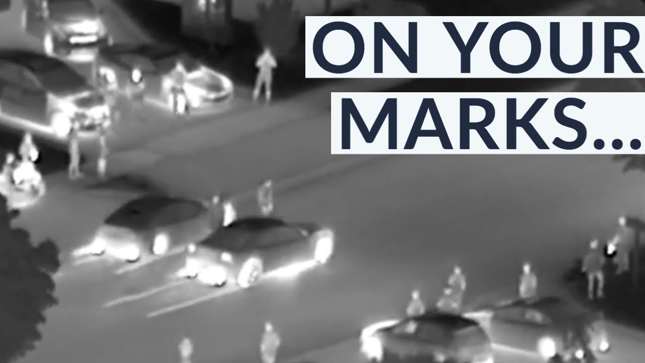 Illegal street racers try to outrun police helicopter 🚁
