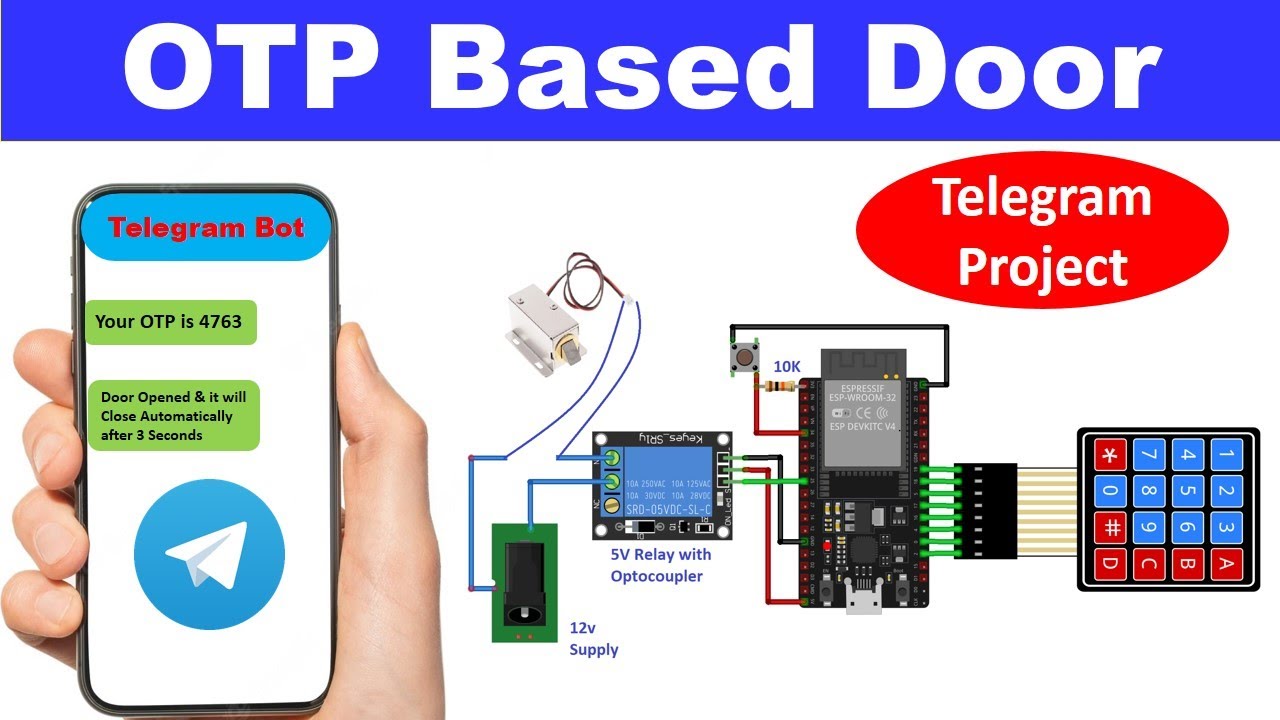 ESP32 OTP Based Door || ESP32 Telegram 4x4 Keypad || Esp32 telegram bot || Bot telegram in esp32