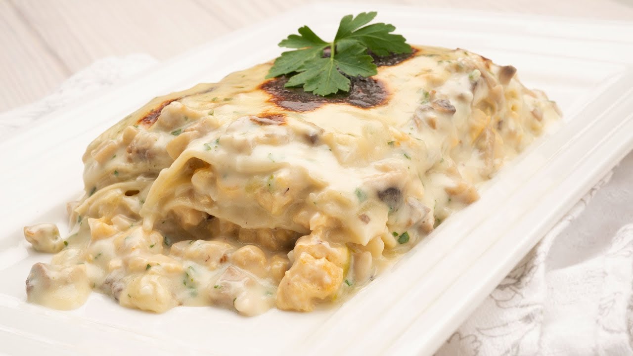 Lasaña de pollo con bechamel de champiñones - Karlos Arguiñano