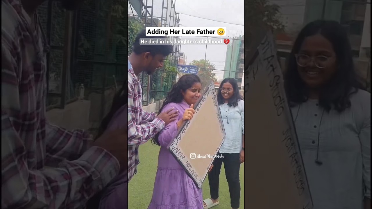 Adding Late Father In Family Photo 🥺 Her Reaction #editing #manipualtion #viral #funny #sad #music