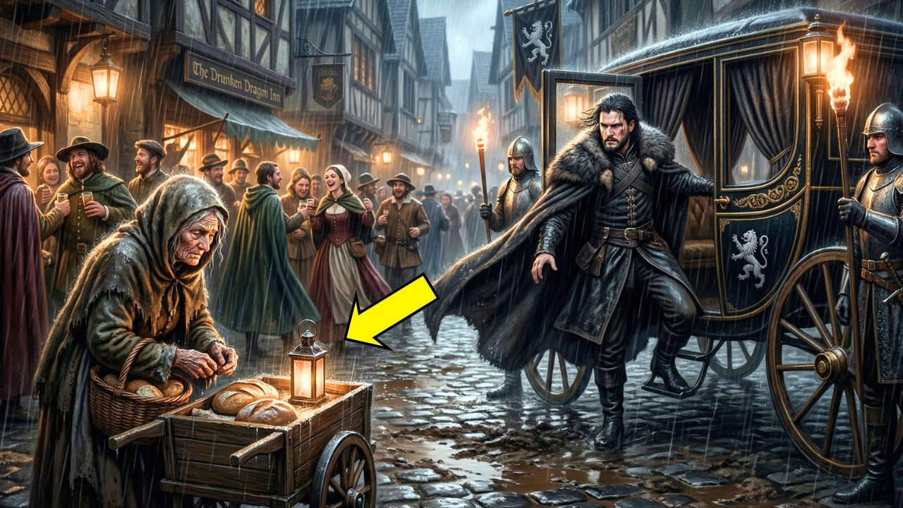 They Laughed at the Old Woman Selling Bread in the Rain—The Alpha King Stopped His Carriage.“Enough”