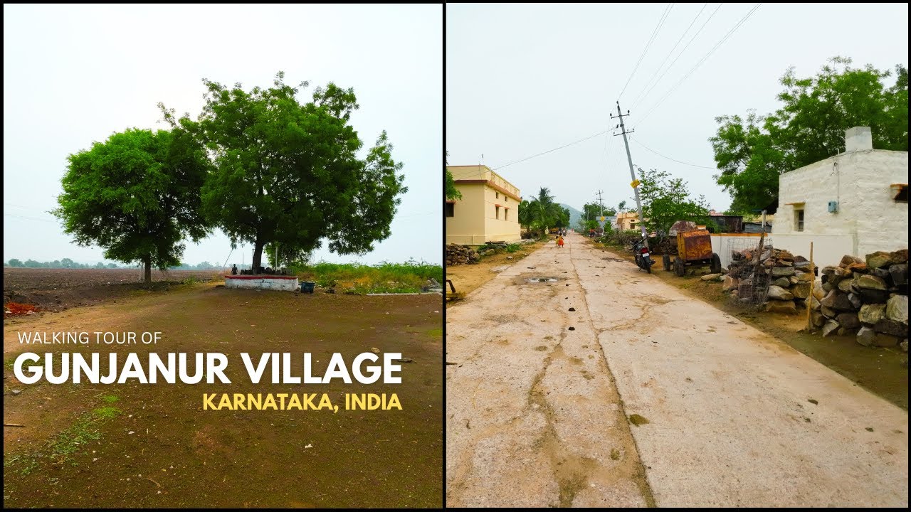 Gunjanur Village Walking Tour | Karnataka | Peaceful walk after Rain | India | 4K Video |
