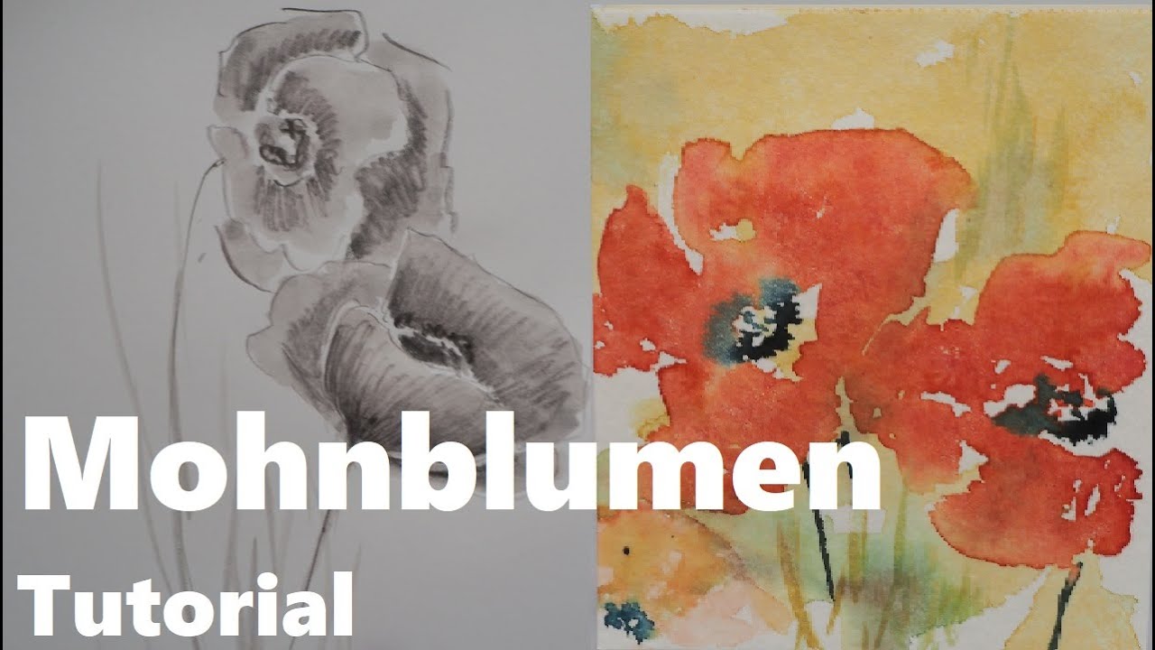 easy Mohnblumen Tutorial ✨ von der Skizze zum Aquarell step by step