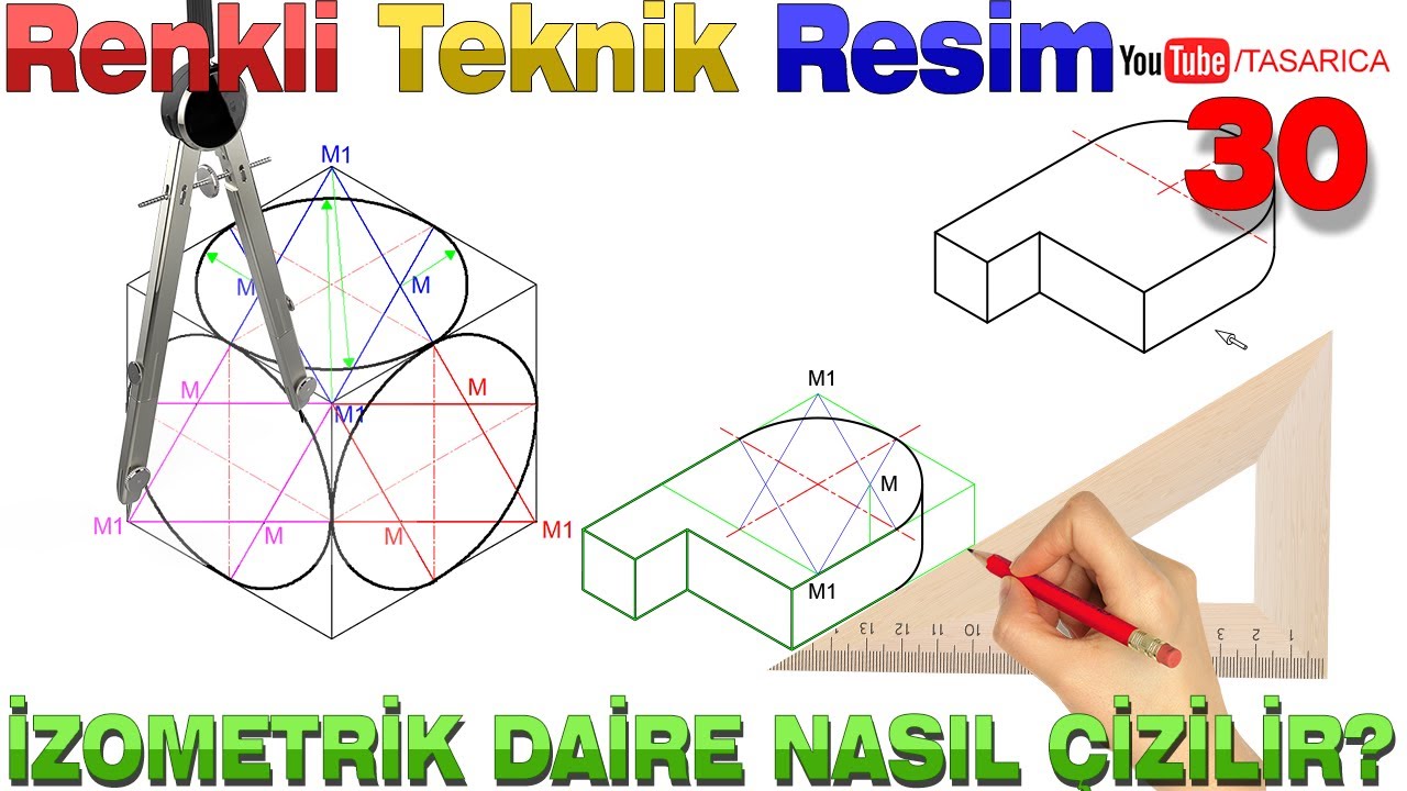 İzometrik Daire Nasıl Çizilir? İzometrik Perspektif Uyg.Yp.30► Renkli Teknik Resim