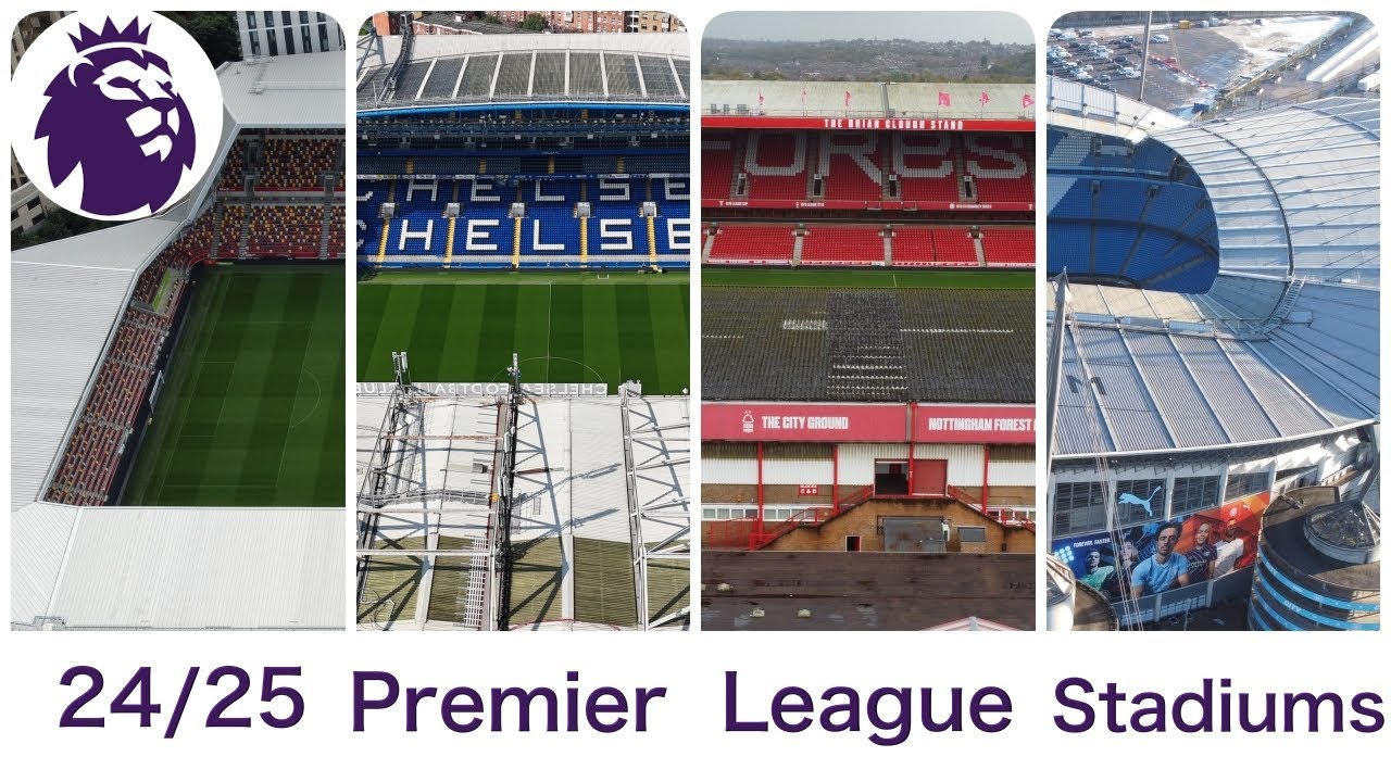Premier League Stadiums 2024/25, by drone