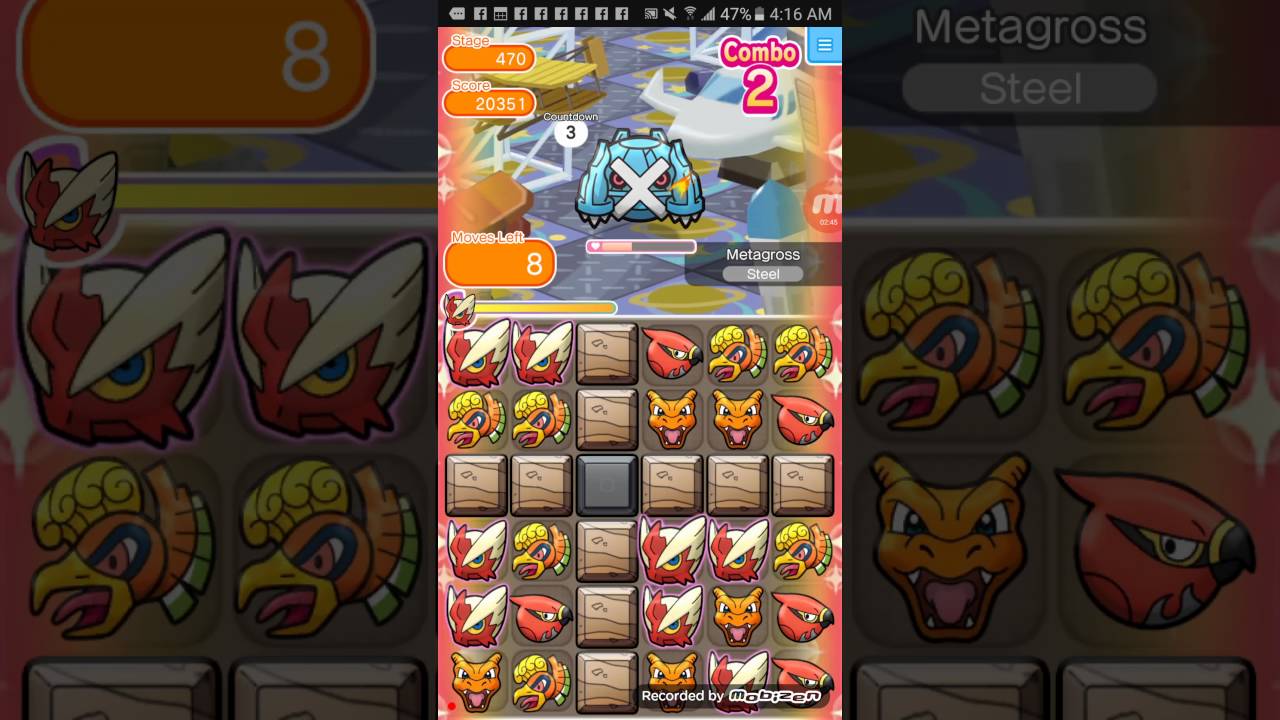 Pokemon Shuffle Metagross Stage 470 Itemless Catch
