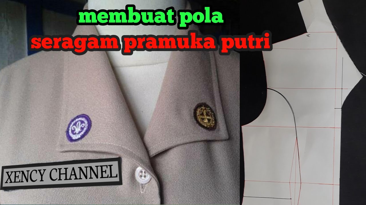 membuat pola baju pramuka putri kerah setali | pola seragam pramuka sma | pola kerah setali