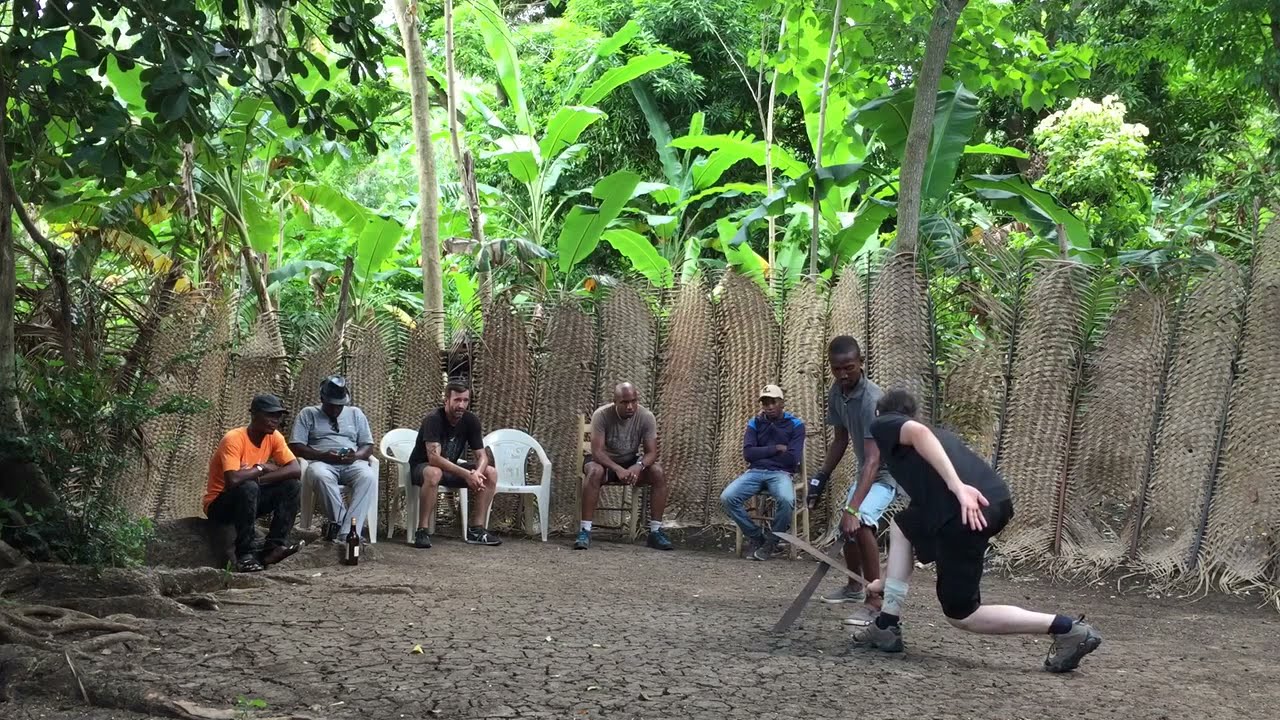 Roland training Tobias with blades ~ Haitian Machete Fencing (Summer 2018)