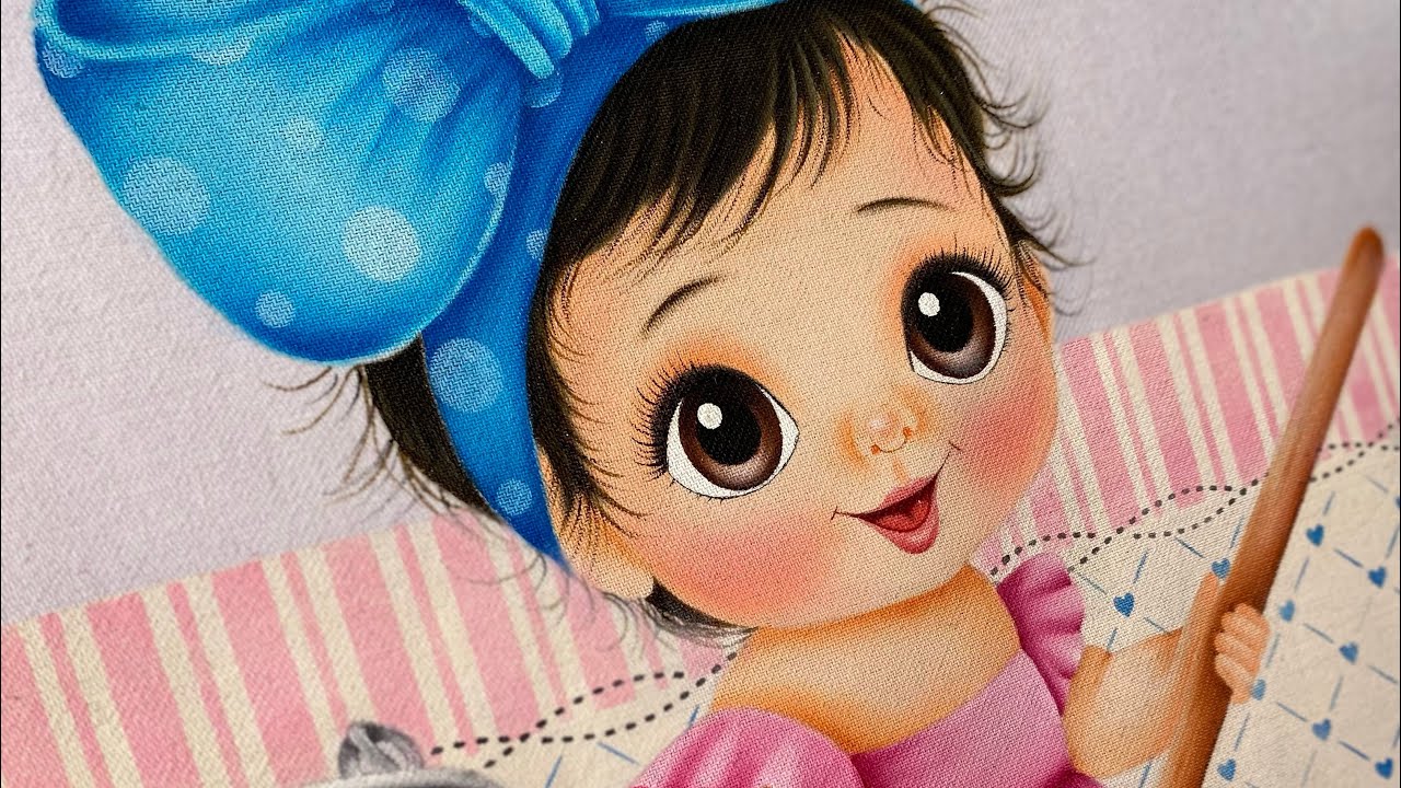 Pintando rostino e cabelo - pintura em tecido