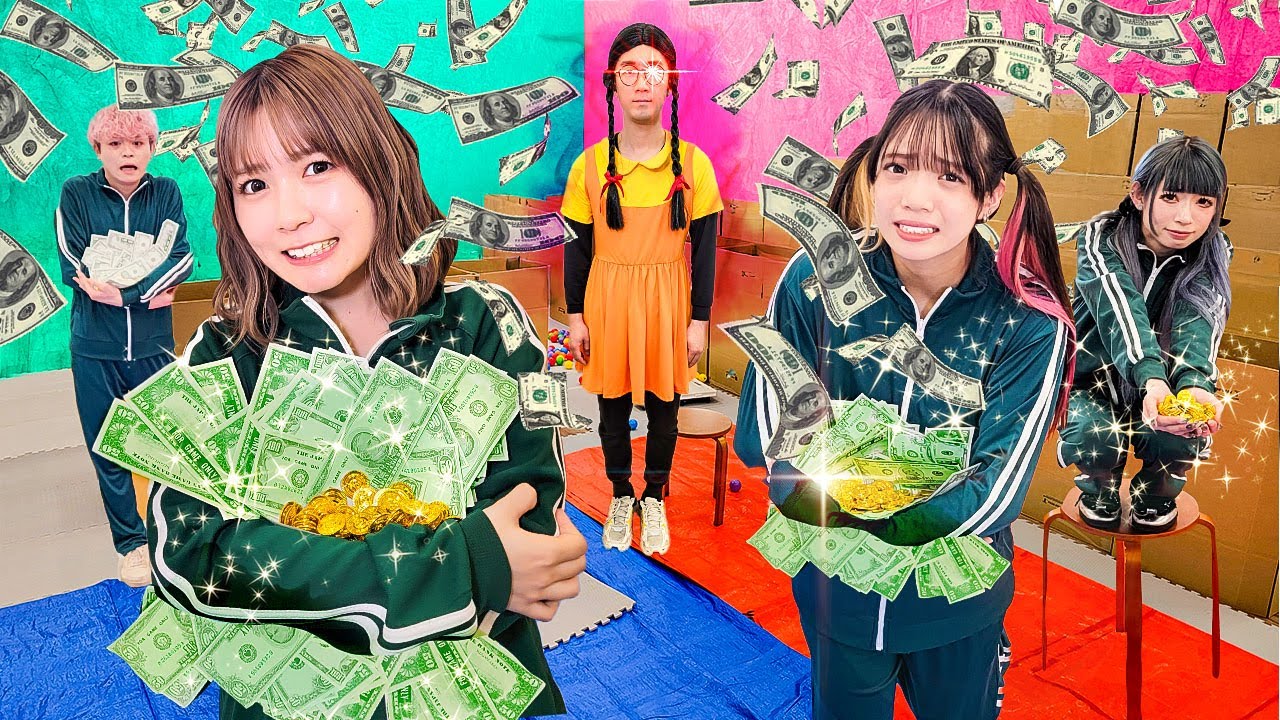 【イカゲーム】落としたら死ぬ！？賞金1億円を落とさず生き残れ！【対決】오징어 게임 Squid Game