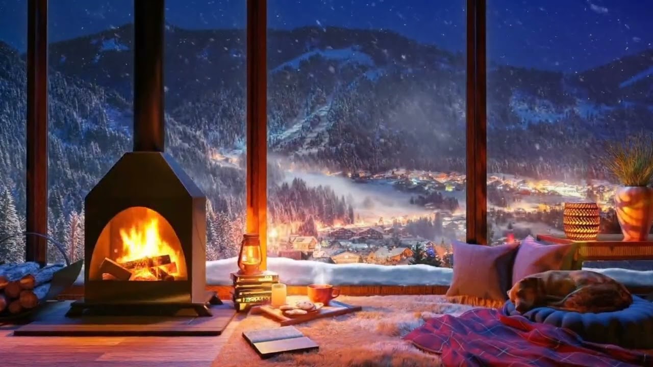 Peaceful Sleep in a Cozy Snowstorm Relaxing Bonfire Ambience for Rest and Stress Relief 😌🔥