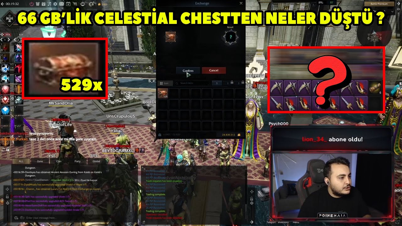 PoineMaia - (Galia) 66 GB'lik 529 Adet Celestial Chest Kırdırıyor  ! Rise Online