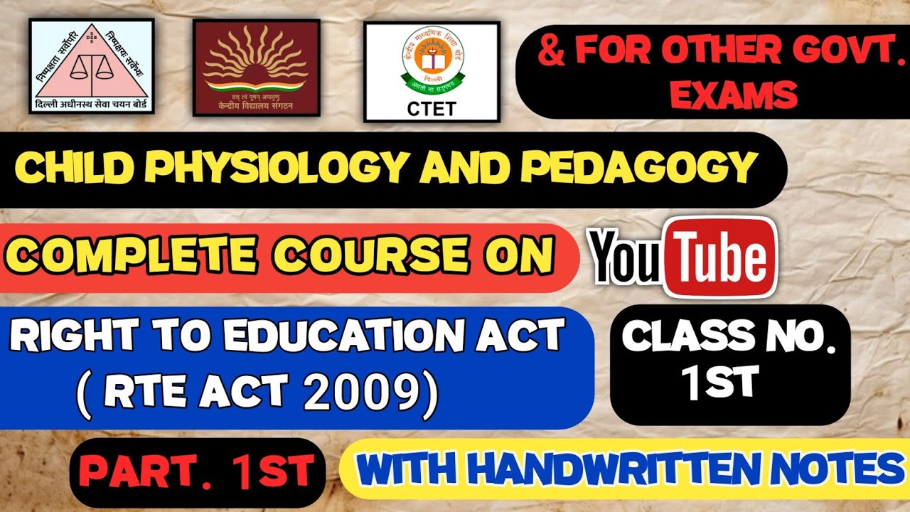 RTE act 2009 Part 1 KVS or DSSSB Chapter 1 // KVS or DSSSB Pedagogy // Pedagogy For teaching exam //
