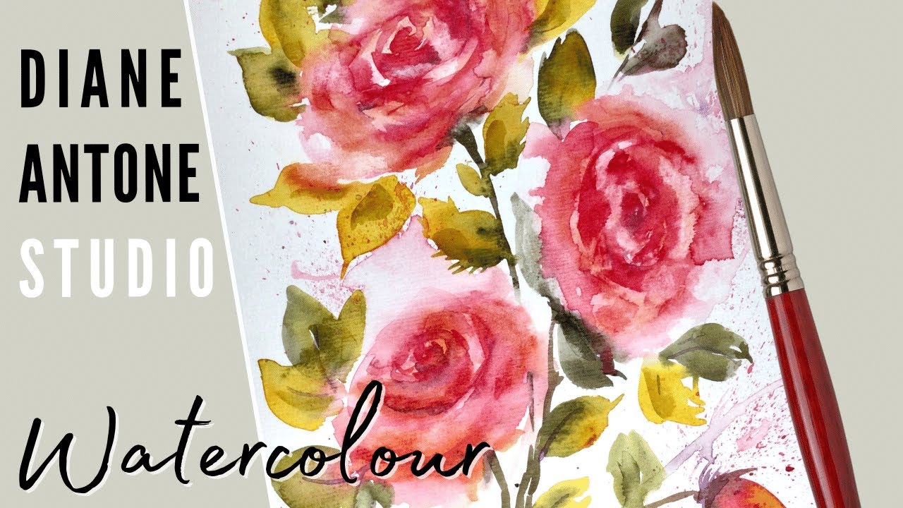 How to Paint Watercolor Roses - Loose Impressionistic Romantic Antique Style Rose Realtime Tutorial
