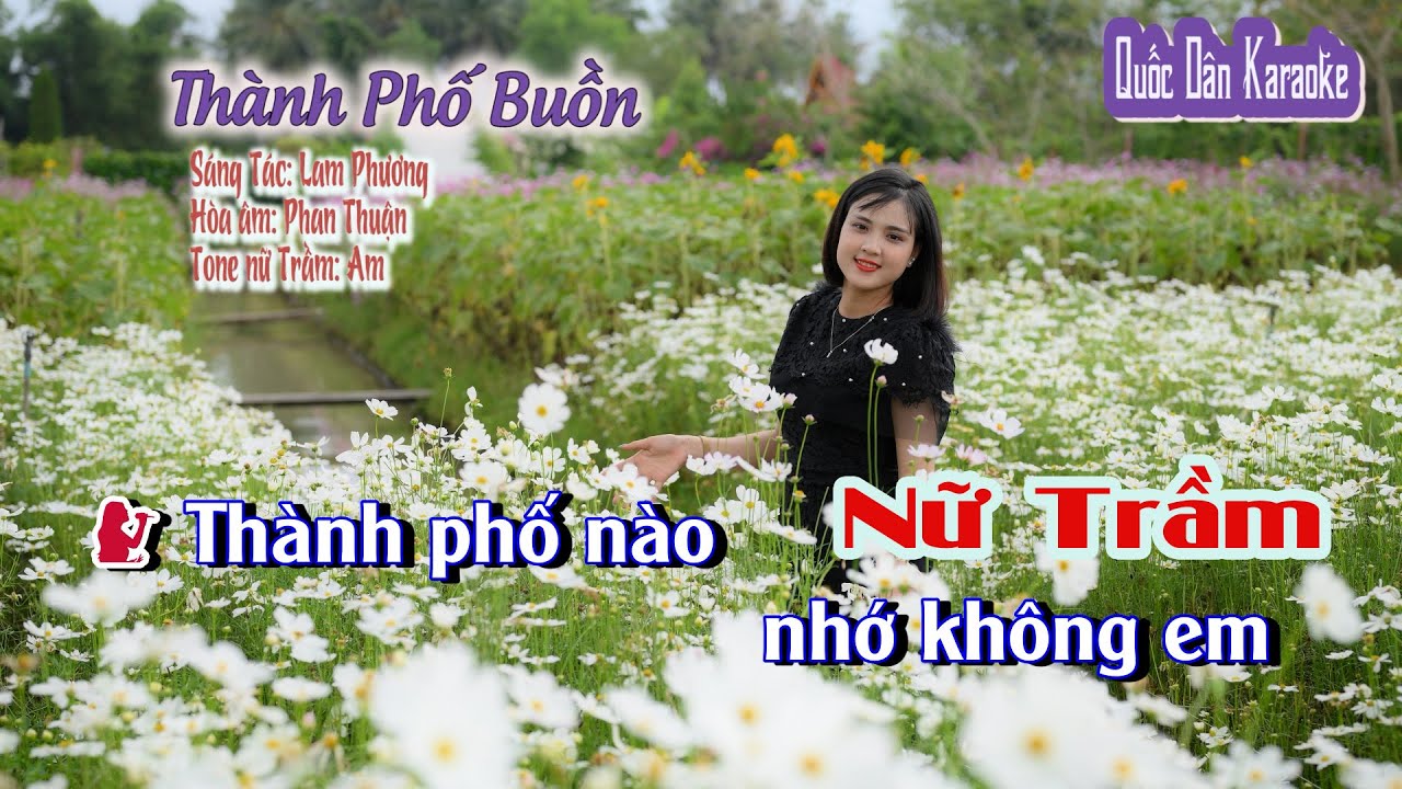 Karaoke Thành Phố Buồn | Tango | Tone Nữ Trầm (Am,Tp:115) | Quốc Dân Karaoke